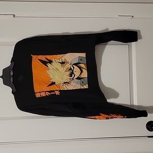 Like New My Hero Academia Long Sleeve Crop Top with Distressed Hem 🌈